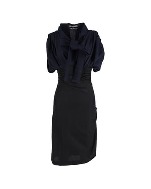 Jacquemus La Robe Madame midi-jurk met lintdetails in marineblauwe wol