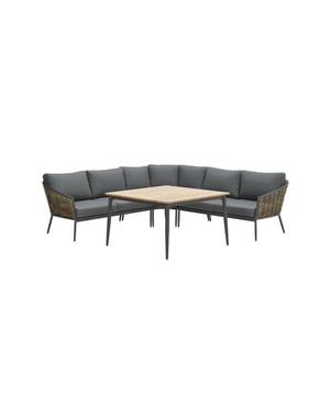 Garden Impressions Bali lounge-diningset 4-delig natural rotan mystic grey
