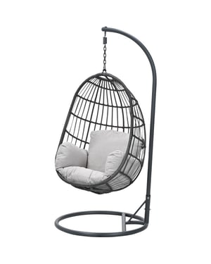 Garden Impressions Fargo wicker hangstoel eivorm carbon black earl grijs