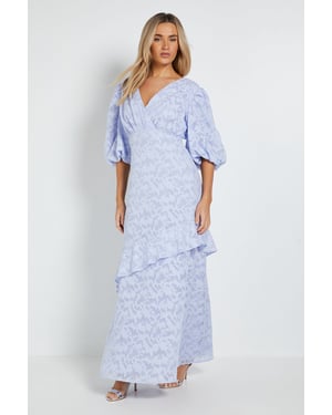 DP Luxe Wrap Front Puff Sleeve Ruffle Maxi Dress