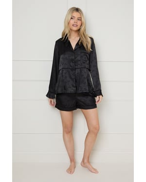 Jacquard Bow Detail Satin Pyjama Short Set