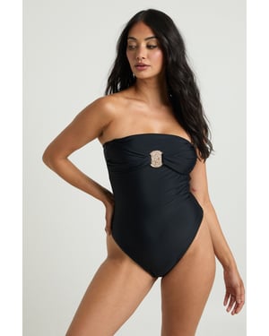 Gold Trim Detail Bandeau Swimsuit