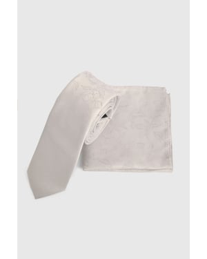 Ivory Paisley Printed Tie and Pocket Square