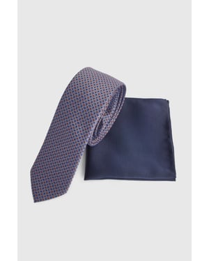 Navy Foulard Tie and Pocket Square