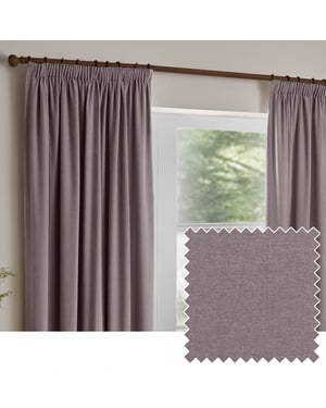 Yard Heavy Chenille Room Darkening Pencil Pleat Curtains, Mauve
