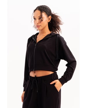 Sweat Femme Zippé à Capuche Court JUSTEVER - Atria