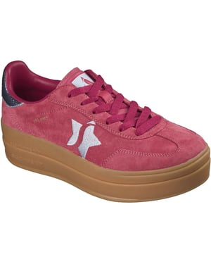 Skechers Academy Hi Elevated Essence Lederen Dames Rood/Blauwe Sneakers