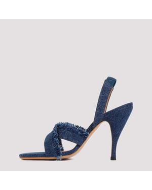 Curvy Heel Denim Sandalen