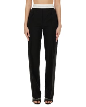 High Waisted Pleated Pant With Logo Elastic