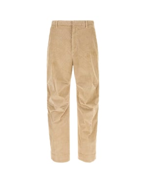 Beige Stretch Corduroy Broek