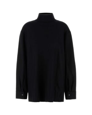 Zwarte Wolmix Blouse