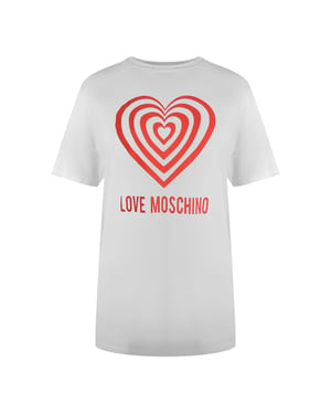 Love Moschino Wit T-shirt Met Groot Rood Hartlogo