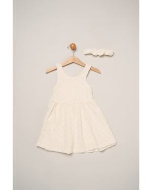 Textured Dress and Headband Outfit Set