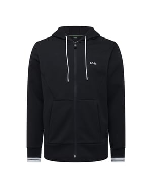 Men's Boss Zone Stripe Detail Zip Up Hoodie in Black