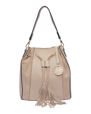 Roberta M Beige Rundleer Tas