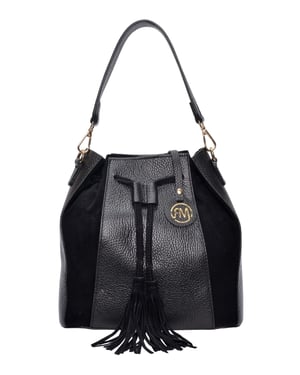 Roberta M Zwart Rundleer Tas