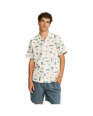 Revolution Short sleeved cuban shirt off white