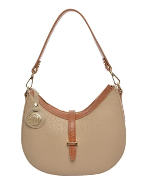 Roberta M Beige Rundleer Tas