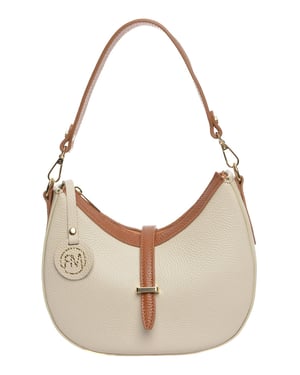 Roberta M Beige Rundleer Tas