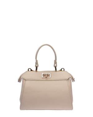 Roberta M Beige Rundleer Tas