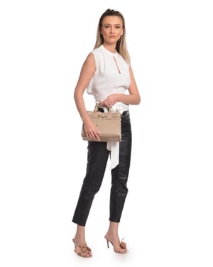 Isabella Rhea Beige Rundleer Tas