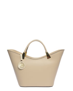 Roberta M Beige Rundleer Tas