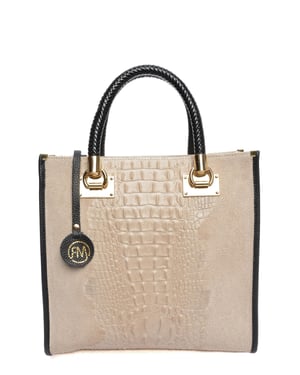 Roberta M Beige Rundleer Tas