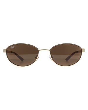Ray-Ban Oval Womens Polished Arista Gold Dark Brown RB3774D