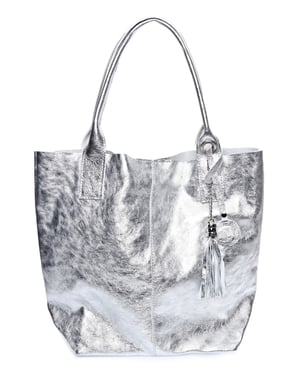 Roberta M Zilver Rundleer Tas