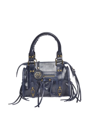 Roberta M Blauw Rundleer Tas