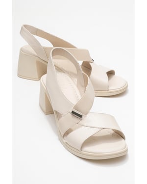 Crina Elasticated Läder Kraftig Klack Sandal