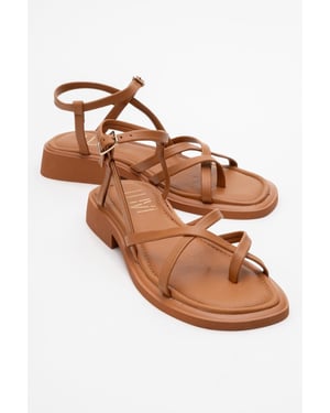 Antas Met bandjes Leer Plat Sandalen (Women)