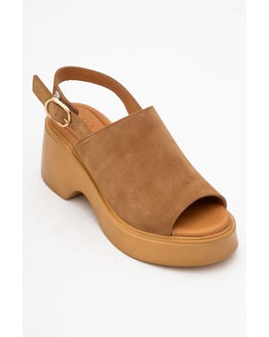 Power Leer Platform Sleehak Sandalen (Women)