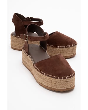 Viba Läder Espadrille Plattform Kilklack Sandaler (Dam)
