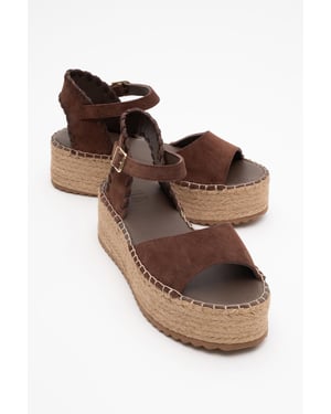 Serez Leren Platform Espadrilles Sandaal (Dames)