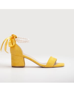 Illy Låg Block Klack Sandaler with Pearls