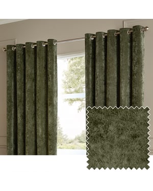 Paoletti Lustre Velvet Fully Lined Eyelet Curtain Pair