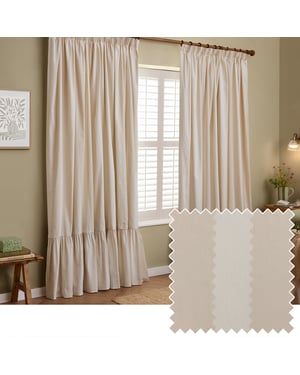 Wylder Birdie Stripe Fully Lined Ruffle Pencil Pleat Curtain Pair