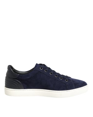 Dolce & Gabbana Blauwe Leren Suède Lage Sneakers Schoenen
