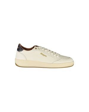 Blauer Witte Leren Dames Sneakers