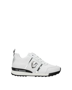 Love Moschino Witte Leren Lage Sneakers