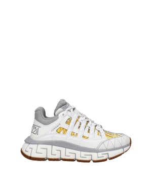 Versace Vita Tyg Atletiska Sneakers