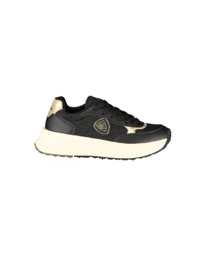 Blauer Zwarte Leren Dames Sneakers