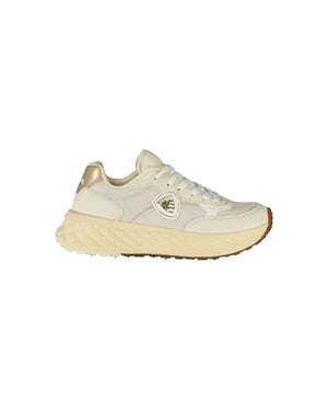 Blauer Beige Leren Dames Sneakers