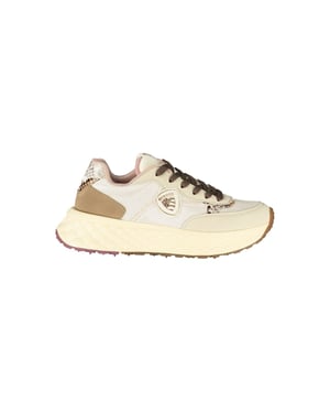 Blauer Beige Leren Dames Sneakers