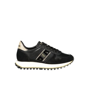 Blauer Zwarte Leren Dames Sneakers