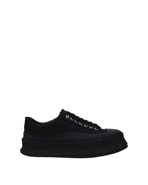 Jil Sander Zwarte Stoffen Platform Sneakers