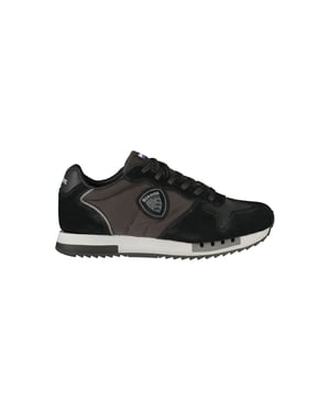 Blauer Zwarte Polyurethaan Heren Sneakers