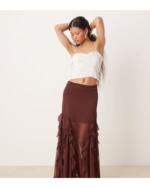 Miss Selfridge Petite godet insert maxi skirt in brown