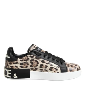 Dolce & Gabbana Bruine Leren Luipaard Lage Sneakers Schoenen